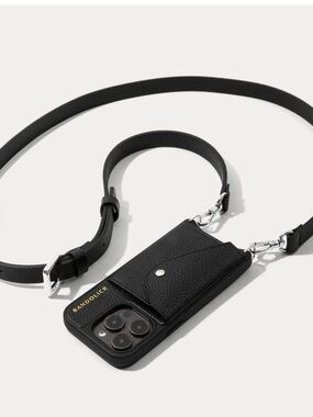 Bandolier Hailey Crossbody iPhone 13 Pro Wallet Black Leather Adjustable Strap